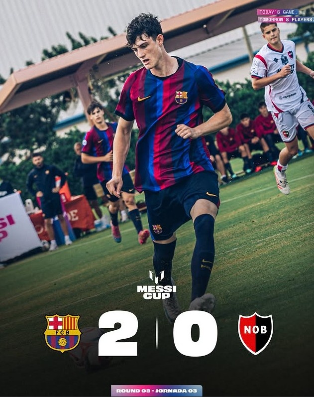 梅西杯第三轮巴萨U16队2-0纽维尔老男孩，李昊炎跨级替补登场
